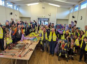 Baby joins village spring cleaners