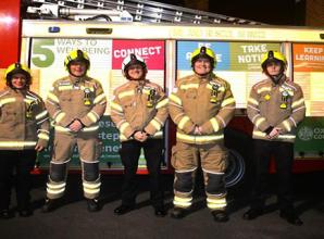 Children (and adults) explore station and learn about fire safety