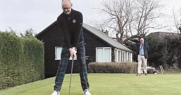Brian Aldridge drives off as Maidenhead Golf Club's new captain