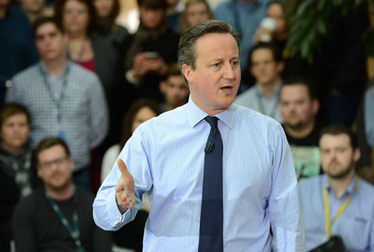 Prime Minister David Cameron visits Slough to talk about EU referendum