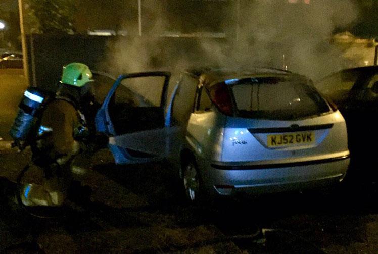 Fire crew tackles car blaze