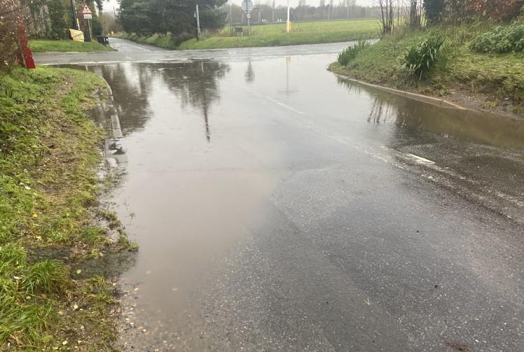 Shocked by flooded road